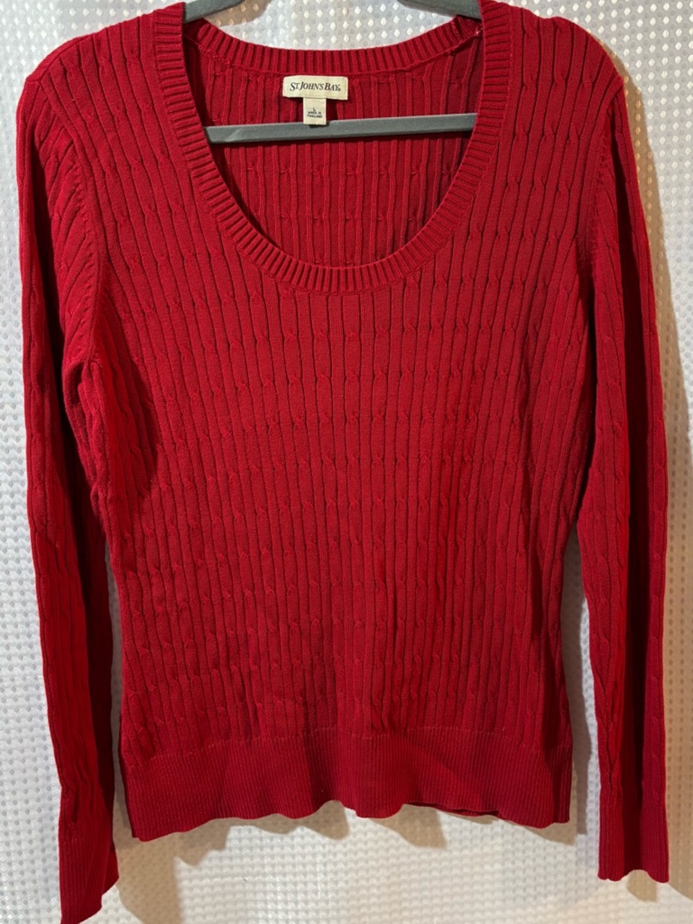 St. John's Bay L Women's Red Cable-Knit Scoop Neck Sweater